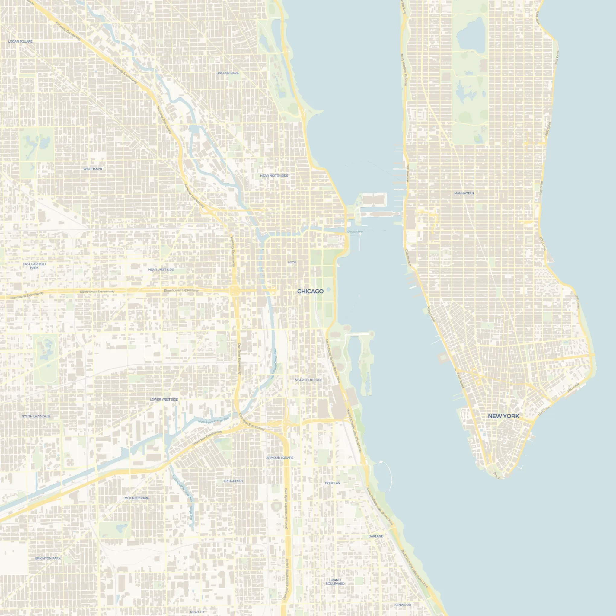 Manhattan in Lake Michigan next to Chicago.